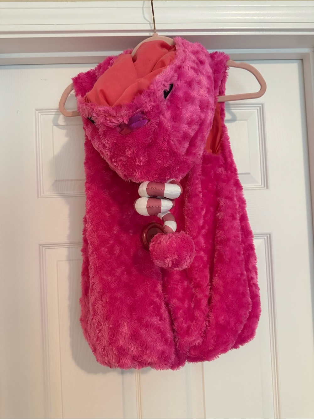 NEWT PINK ODDBODS Kids' Plush Hot Pink Hooded Vest with Pom Pom Details